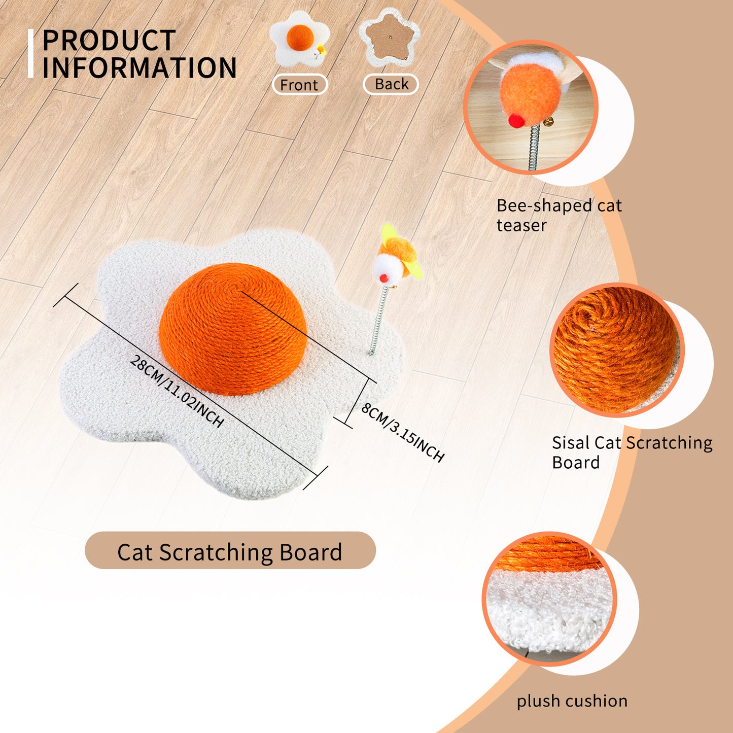 Three-in-one Cat Scratcher, Space-saving Design, Durable Material, Comfortable Claw Grinding Experience, Multi-functional Integration To Meet The Daily Needs Of Cats