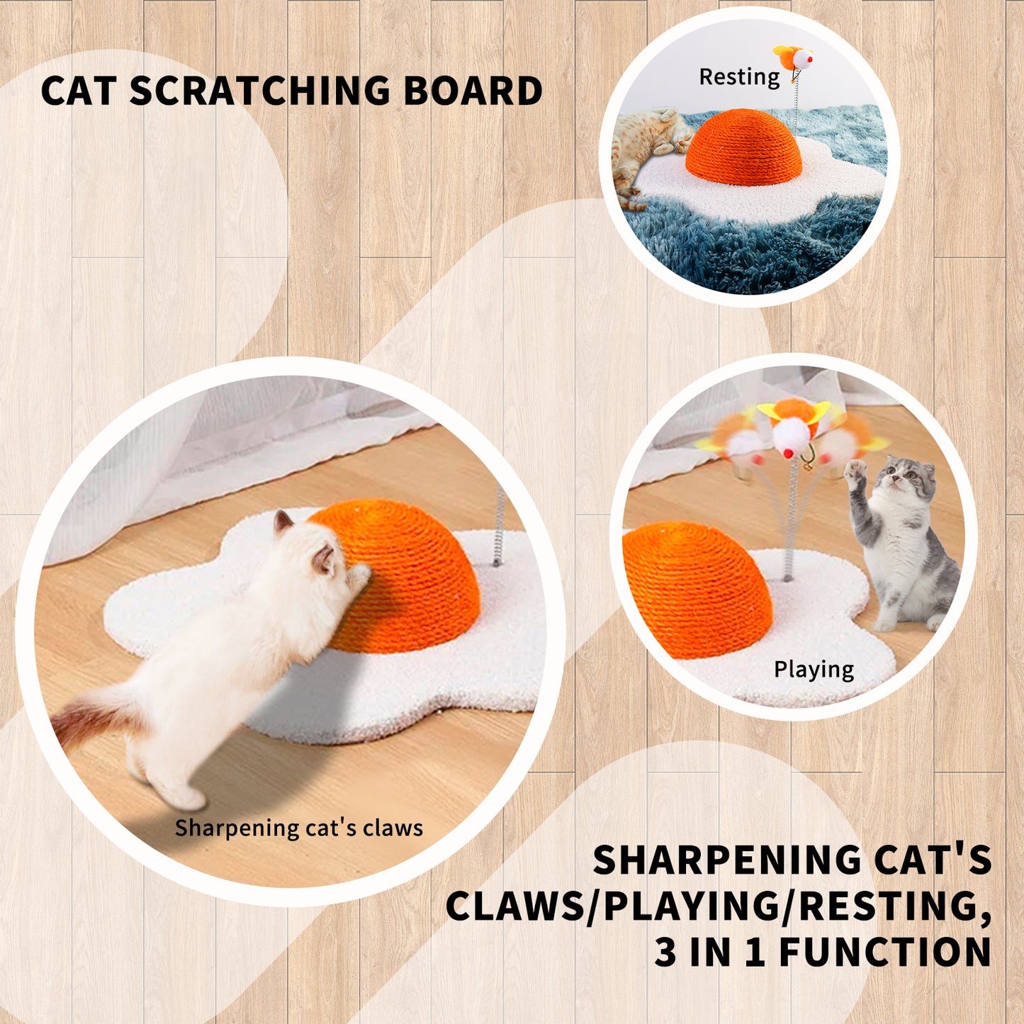 Three-in-one Cat Scratcher, Space-saving Design, Durable Material, Comfortable Claw Grinding Experience, Multi-functional Integration To Meet The Daily Needs Of Cats