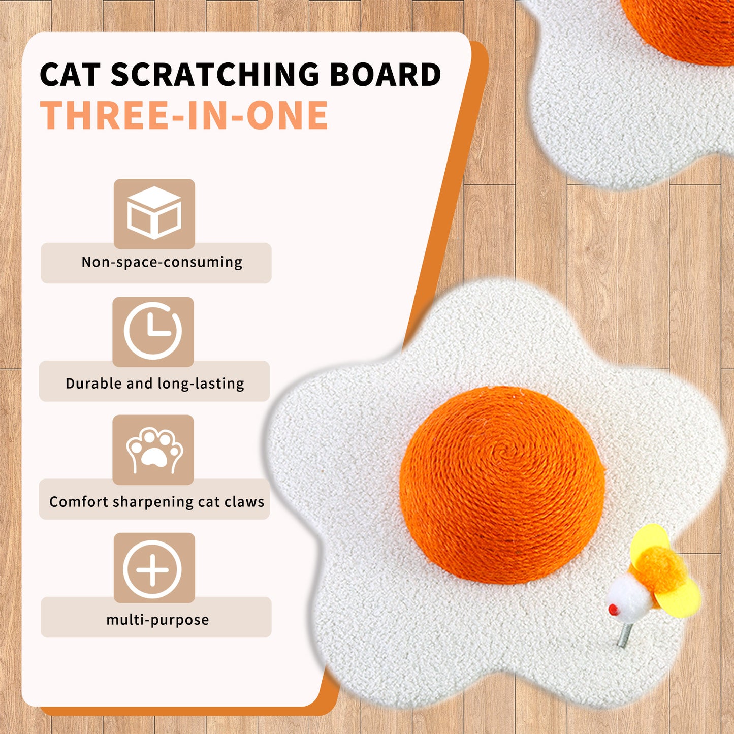 Three-in-one Cat Scratcher, Space-saving Design, Durable Material, Comfortable Claw Grinding Experience, Multi-functional Integration To Meet The Daily Needs Of Cats