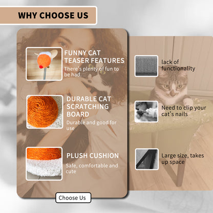 Three-in-one Cat Scratcher, Space-saving Design, Durable Material, Comfortable Claw Grinding Experience, Multi-functional Integration To Meet The Daily Needs Of Cats